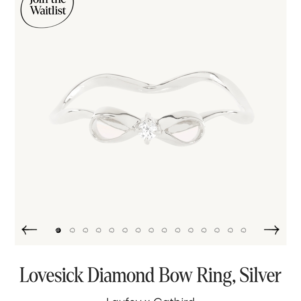 Catbird Silver Lovesick Diamond Bow Ring With Additional Silver Ring